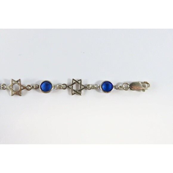 Judaism Star of David Link Bracelet in Sterling Silver 6 3/4" Lobster Clasp - Picture 4 of 6